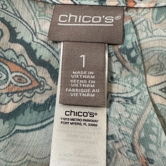 NWOT Chico Blurred Medallion Chiffon Shirt size 1 - Picture 8 of 9